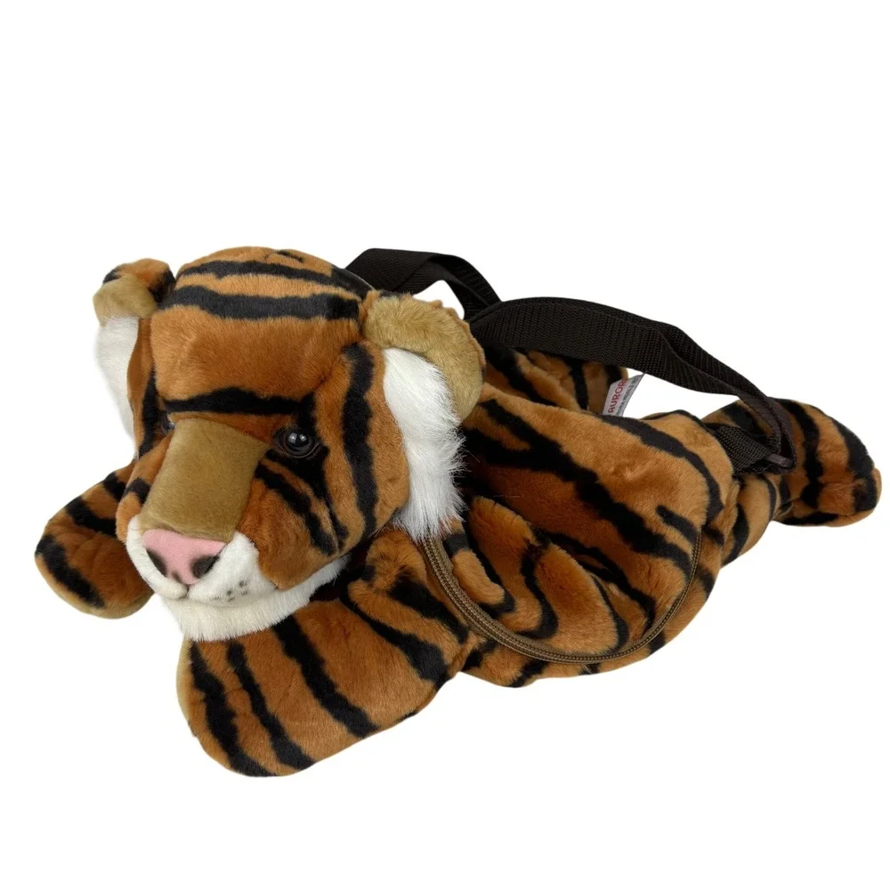 Aurora World Plush Tiger‎ Backpack Orange Black Striped Stuffed Animal Bag 16in